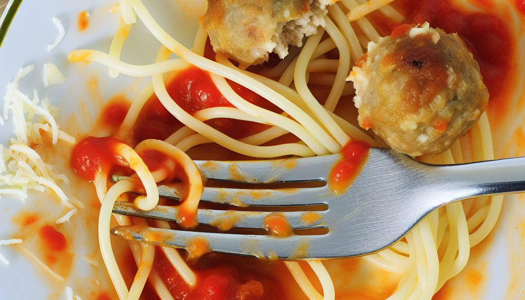 leftover-spagetti and meatballs