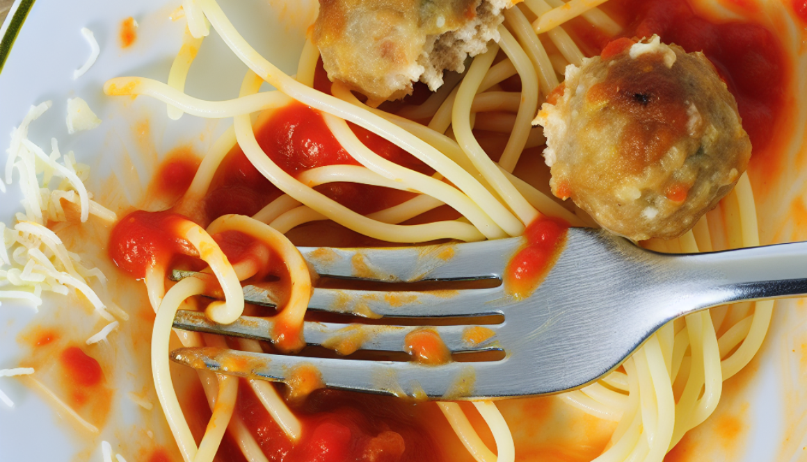 leftover-spagetti and meatballs